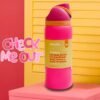OWALA 32OZ Water Bottle With Straw, Insulated Stainless Steel Tumbler, 24hrs Cold, Lock Lid, for Sports Travel School,Color: Rose red