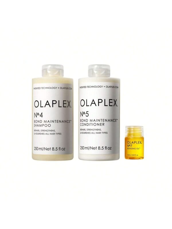 Olaplex Wash and Shine Hair Kit: No. 4, 5, 7, Shampoo & Conditioner Set to Cleanse, Hydrate, & Control Frizz Up to 72 Hours, Bonding Oil for Shine & Protect, For All Hair Types