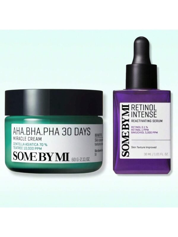 1-58.jpg AHA BHA PHA Cream & Retinol Serum Set (60ml+30ml) - Korean Exfoliating Moisturizer & Anti-Aging Bakuchiol Serum for Pore Minimizing, Skin Soothing & Texture Refining - For All Skin Types