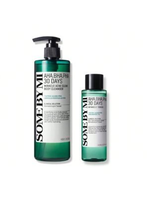 30 Days Miracle Set: AHA BHA PHA Toner (150ml) + Body Cleanser (400ml) - Korean Skin Care for All Skin Types, Daily Pore Care & Oil Control with 2% Niacinamide, Deep Cleansing & Soothing Formula