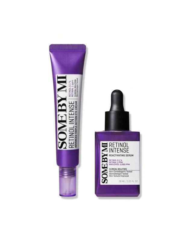 1-66-scaled-1.jpg Retinol Skincare Set: Intense Reactivating Serum (30ml) + Advanced Triple Action Eye Cream (30ml) – Korean Skin Care with Bakuchiol, Smooths Skin Texture, Suitable for Daily Use