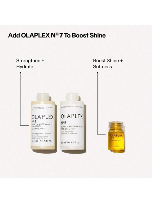 Olaplex Wash and Shine Hair Kit: No. 4, 5, 7, Shampoo & Conditioner Set to Cleanse, Hydrate, & Control Frizz Up to 72 Hours, Bonding Oil for Shine & Protect, For All Hair Types