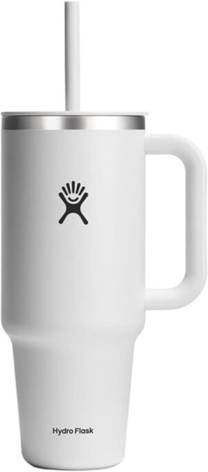 Hydro Flask Travel Tumbler with Handle, Lid and Straw - Insulated Stainless Steel in 40 Oz Trillium