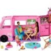 Barbie Dream Camper New for 2025 Playset with Roof Tent, Swing Chair, Fishing Pond, BBQ Grill with Color-Change Feature & 60+ Accessories Including Dough