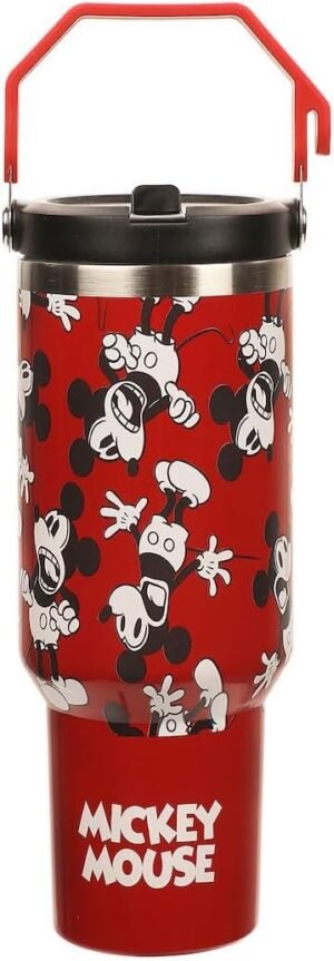 Disney Mickey Mouse All-Over Character Print Red 40 Oz Stainless Steel Water Bottle