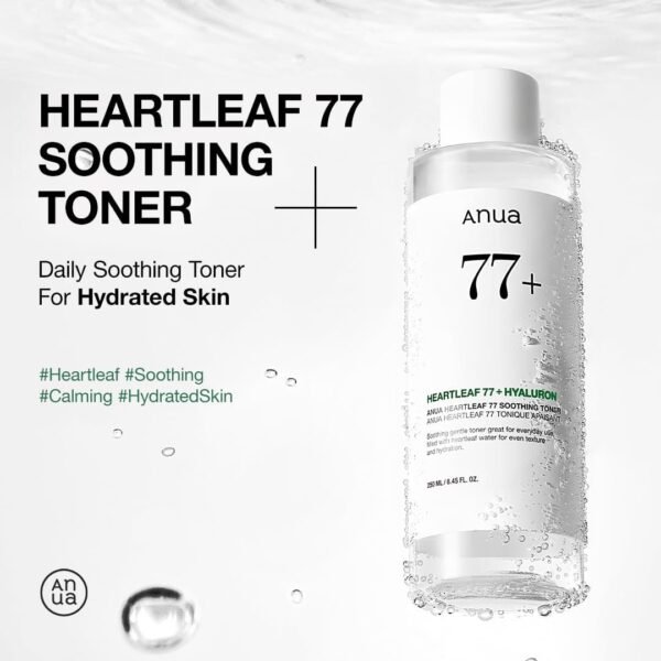 Anua Heartleaf 77 Soothing Toner I pH 5.5 Trouble Care, Calming Skin, Refreshing, Hydrating, Purifying, Cruelty Free, Vegan,(250ml / 8.45 fl.oz.)