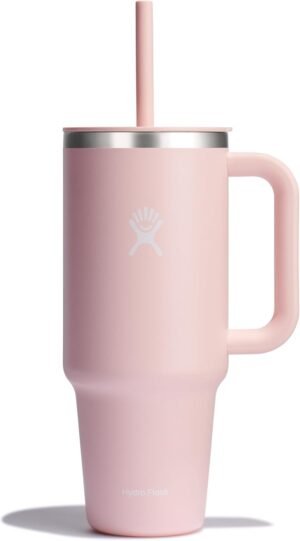 Hydro Flask Travel Tumbler with Handle, Lid and Straw - Insulated Stainless Steel in 40 Oz Trillium