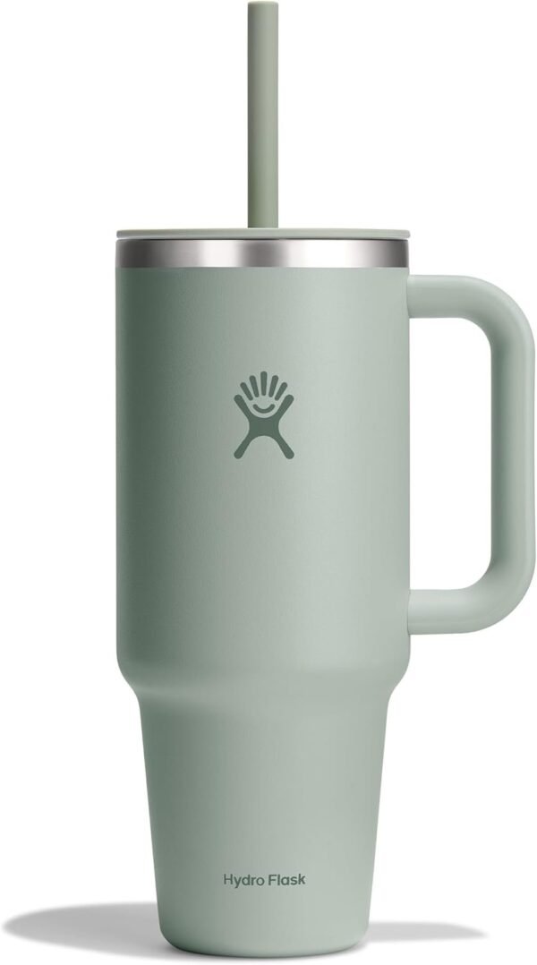 Hydro Flask Travel Tumbler with Handle, Lid and Straw - Insulated Stainless Steel in 40 Oz Trillium