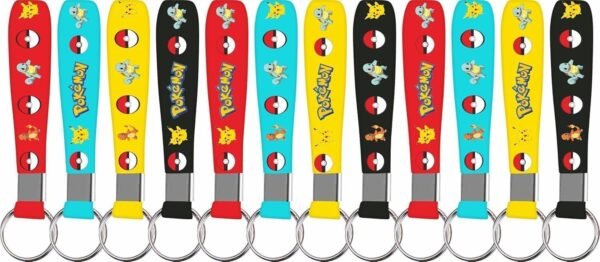 POKEMON 86PCS For Cute Birthday Party decorations Set Included 12 Bracelets, 12 Acrylic Pins, 12 Keychains, 50 Stickers, for Boys and Girls Cartoon Theme Party