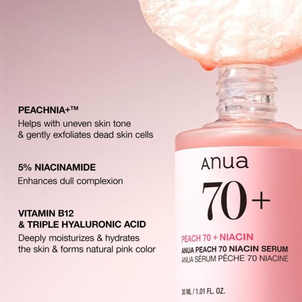 Anua Peach 70 Niacinamide Serum 30ml / brightening hydrating face serum/daily clean beauty (1.01 fl. oz.)