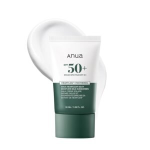Anua Heartleaf Silky Moisture Mild Sunscreen, Broad Spectrum SPF 50+ with Moisturizing Formula, Lightweight Korean Sunscreen, Natural finish, Vegan, korean skin care 50ml / 1.69 fl. oz.