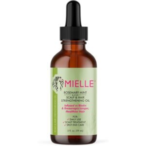 Mielle Organics Rosemary & Mint Hair Oil - Strengthening Biotin Oil Infused Frizzy & Damaged Hair Care - Split Ends & Dry Scalp Treatment to Support Longer, Healthier Strands, 2oz