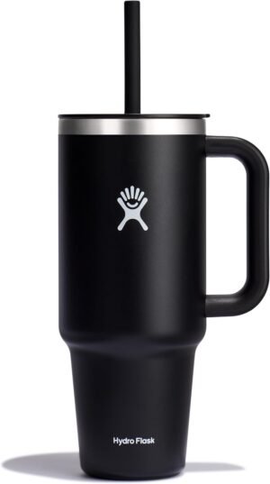 Hydro Flask Travel Tumbler with Handle, Lid and Straw - Insulated Stainless Steel in 40 Oz Trillium