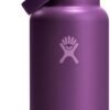 Hydro Flask Water Bottle - Insulated Stainless Steel - Wide Mouth Flex Straw Lid, Non Spill, Leakproof and Refillable in 32 Oz Beachplum