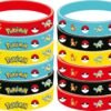 POKEMON 86PCS For Cute Birthday Party decorations Set Included 12 Bracelets, 12 Acrylic Pins, 12 Keychains, 50 Stickers, for Boys and Girls Cartoon Theme Party