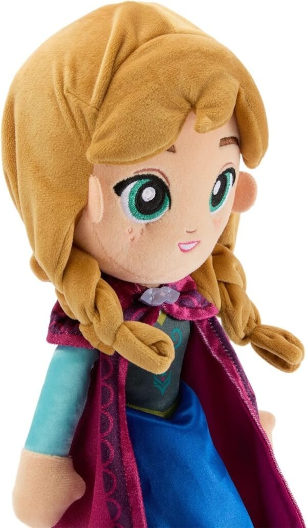 Disney Official Anna Plush Doll - 14 Inch Disney Plush with Velour Cape with Decorative Printed Filigree & Foam Clasp, Satin Dress, Boots & Embroidered Features - Frozen Toys for Girls