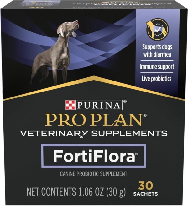 71NHJn8UsCL._AC_SL1500_.jpg Purina Pro Plan Veterinary Supplements FortiFlora Canine Probiotics for Dogs, Helps Digestive Gut Health and Diarrhea - 30 ct. Box