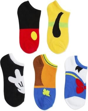 Disney Women's Mickey Mouse 5 Pack No Show Socks