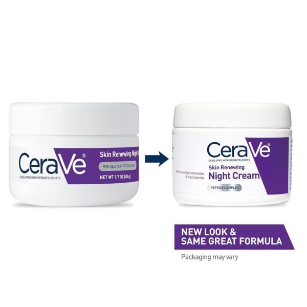 CeraVe Skin Renewing Night Cream, Niacinamide, Peptide Complex, and Hyaluronic Acid Moisturizer for Face, 1.7 Ounce
