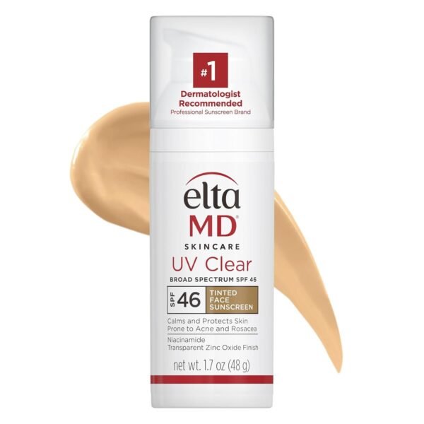 EltaMD UV Clear Tinted Face Sunscreen, SPF 46 Oil- Free with Zinc Oxide, Dermatologist Recommended, Stocking Stuffer