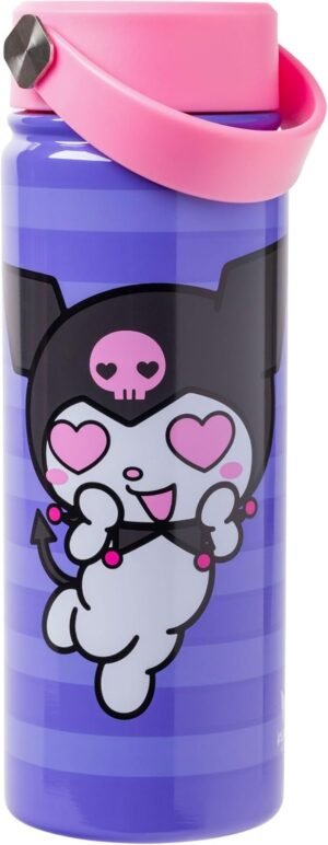 Sanrio Hello Kitty and Friends Featuring Kuromi Stainless Steel Water Bottle with Swivel Handle, 20 Ounces