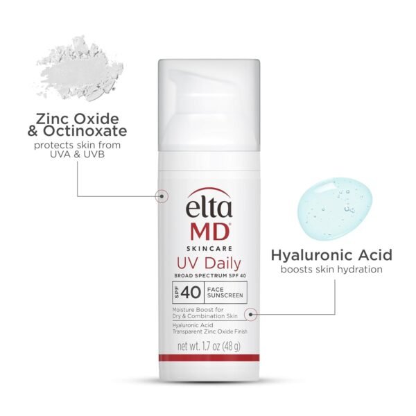 EltaMD UV Daily Face Sunscreen Moisturizer with Zinc Oxide, Daily Face Moisturizer with SPF, Great for Dry, Combination, and Normal Skin