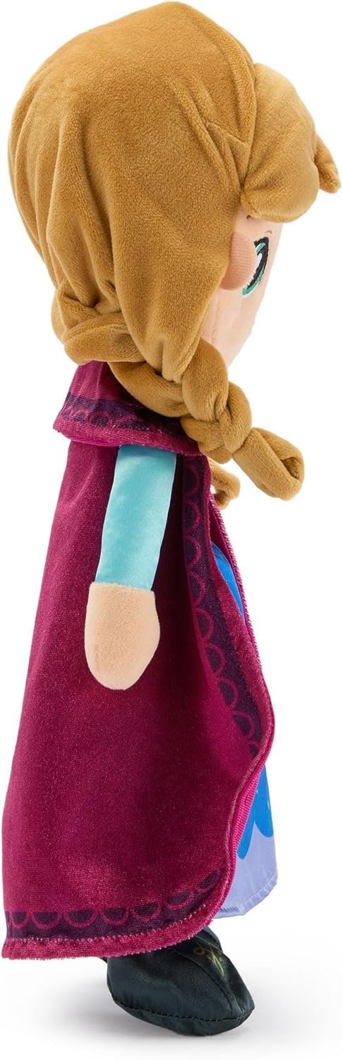 Disney Official Anna Plush Doll - 14 Inch Disney Plush with Velour Cape with Decorative Printed Filigree & Foam Clasp, Satin Dress, Boots & Embroidered Features - Frozen Toys for Girls