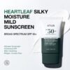 Anua Heartleaf Silky Moisture Mild Sunscreen, Broad Spectrum SPF 50+ with Moisturizing Formula, Lightweight Korean Sunscreen, Natural finish, Vegan, korean skin care 50ml / 1.69 fl. oz.
