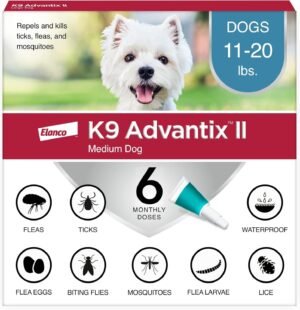 K9 Advantix II Medium Dog Vet-Recommended Flea, Tick & Mosquito Treatment & Prevention | Dogs 11-20 lbs. | 6-Mo Supply