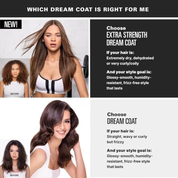 COLOR WOW Extra Strength Dream Coat – Powerful ultra moisturizing, anti humidity treatment for extremely frizz prone hair| glassy smooth, straight + resistant styles up to 3-4 washes
