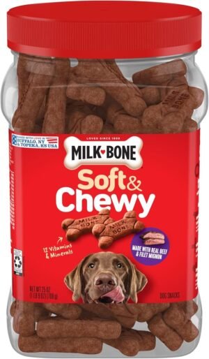 Milk-Bone Soft & Chewy Dog Treats, Beef & Filet Mignon Recipe, 25 Ounce