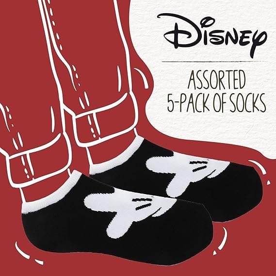 Disney Women's Mickey Mouse 5 Pack No Show Socks