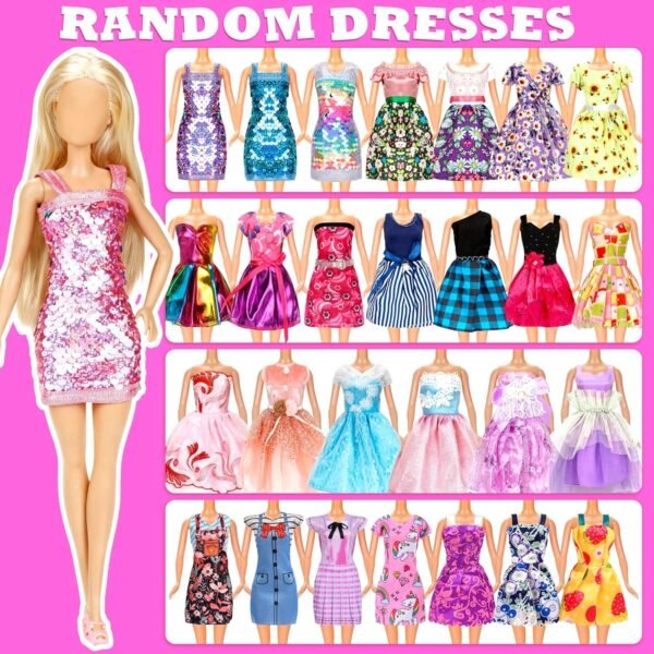 138 Pcs Doll Clothes and Accessories, 5 Wedding Gowns 9 Fashion Dresses 3 Tops 3 Pants 3 Bikini Swimsuits 20 Shoes for 11.5 inch Doll Christmas Stocking Stuffers Girls Gift Age 5-7 8-10