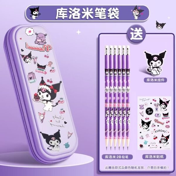 Sanrio for kuromi  Large Capacity Zipper Pencil Case - Cute Cartoon School Organizer with Multiple Compartments, Durable Fabric-like Material (Easy-Clean Surface) for Kids, Teens, Students - Back to School
