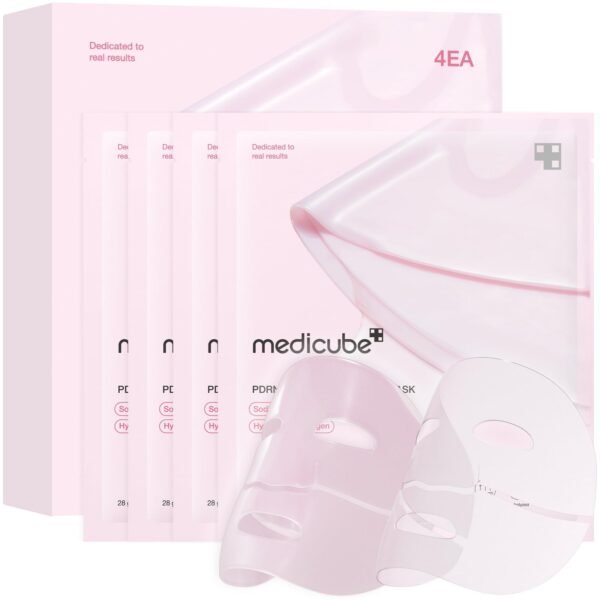 Medicube Salmon DNA PDRN pink collagen jelly gel mask | overnight face mask for glass glow skin- elasticity, hydrating, firming and moisturizing | korean skincare, 28g, 4ea