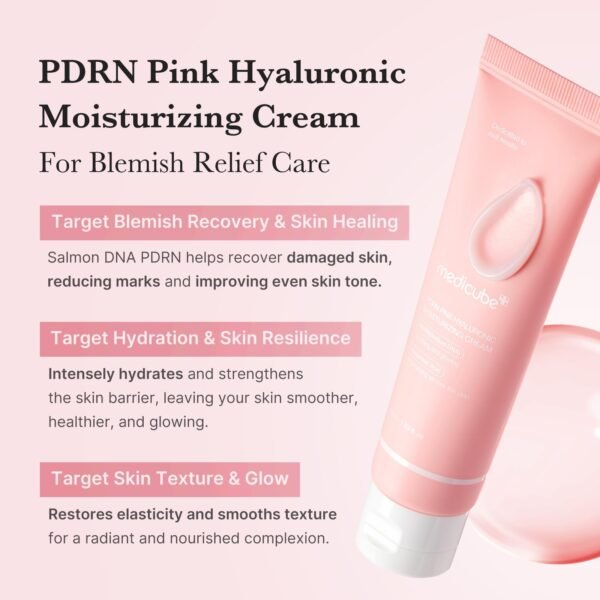 Medicube Salmon DNA PDRN Pink Hyaluronic Moisturizing Cream | Blemish Relief & Hydrating Care | Restores Skin Elasticity & Glow | Korean Skincare, Even Skin Tone & Pore Care | 50ml / 1.69 fl.oz.