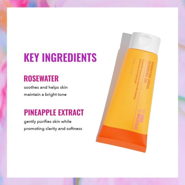 Good Molecules Hydrating Facial Cleansing Gel - Face Wash with Rosewater and Pineapple Extracts to Brighten, Cleanse, and Moisturize - Facial Cleanser, Skin Care