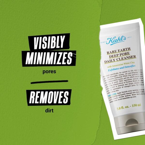 Kiehl's Rare Earth Deep Pore Daily Cleanser, Gentle Exfoliating Face Wash for Oily Skin, Detoxifies & Exfoliates Skin, Minimizes Pores, with Amazonian White Clay, Fragrance-free - 5 fl oz