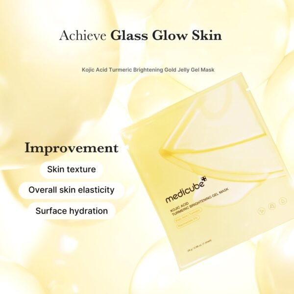 Medicube Kojic Acid Turmeric Brightening Gold Jelly Gel Mask | Overnight Face Mask for Glass Glow Skin- Elasticity, Hydrating, Firming and Moisturizing | Korean Skincare, 28g x 4ea