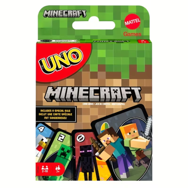 112pcs UNO Minecraft Edition Cards - Fun Multiplayer Card Game with Exclusive Minecraft Artwork, Creeper & Zombie Designs, Perfect for Social Gatherings, Parties & Events, Card Game Accessories, Party Game Cards, Vibrant Card Art, Durable Card Material
