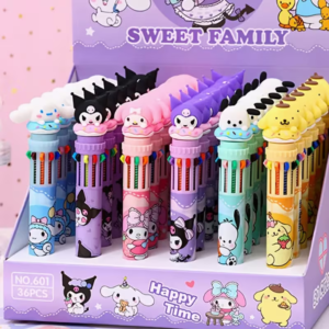 36pcs[ Sanrio] Character Ballpoint Pen Set: 10 Assorted Colors with Kuromi, Hello Kitty, & Cinnamoroll Designs. 0.5mm Click Pens for School, Art, & Writing, Writing Essentials, Art Supplies, Kawaii Stationery, Cute Ballpoint Pens