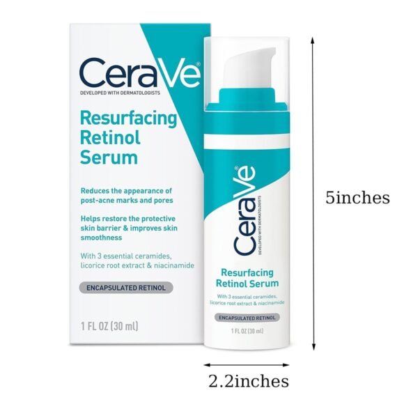 CeraVe Resurfacing Retinol Serum For Post Acne Marks, Formulated With Licorice Root Extract & Niacinamide, Brightening Serum & Pore Minimizer For Face, Post Acne Skin Barrier Repair, Non-Comedogenic