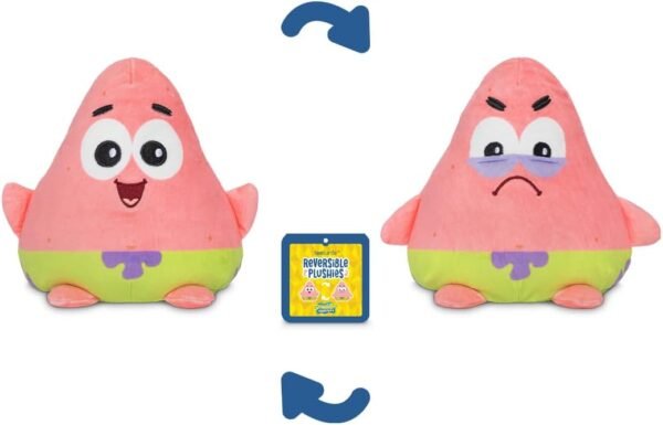 Spongebob Squarepants Patrick Star 6-Inch Two-Sided Flip Plush Toy with Embroidered Details - Cute Mini Collectible Plush for Kids, Teens, and Adults