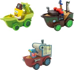 Spongebob Squarepants Movie: The Search for Squarepants Bikini Bottom Boaters | 3 Exclusive Movie-Styled Rev-Up Racers with Spongebob, Gary & Mr. Krabs